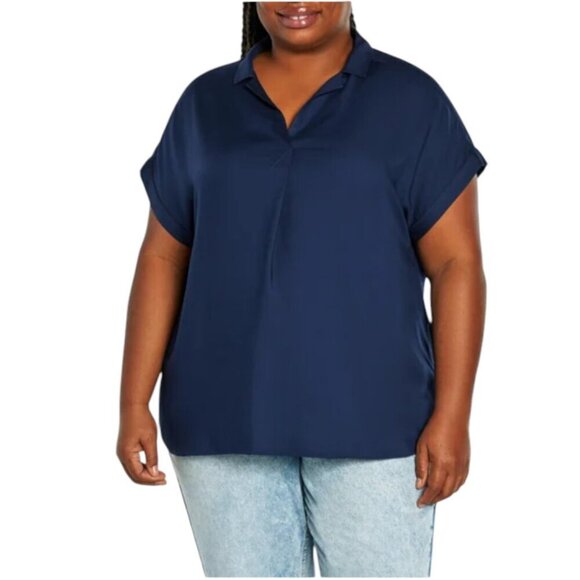 NEW Gap Short Sleeve Popover Top | Navy - Picture 1 of 6
